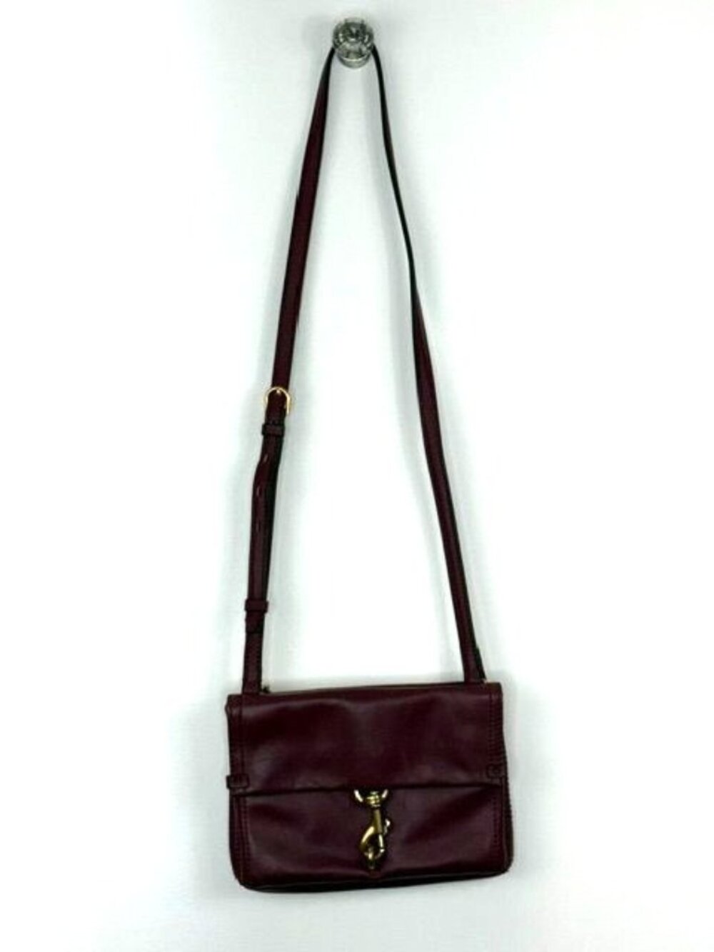 Vintage Etienne Aigner Oxblood Leather Crossbody Bag Brass Lobster Clasp